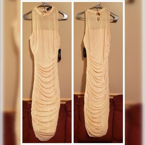 Lulus Peach Ruched Side Stretch Midi Dress Bodycon New S.Gorgeous sexy dress to